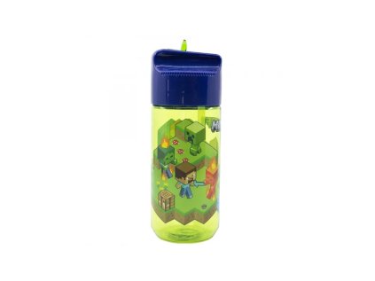 plastova flasa s vysuvnou slamkou minecraft transparent tritan 430ml 40436