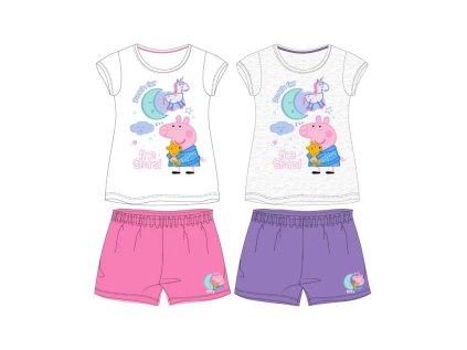 2ks Dívčí krátká bavlněná pyžama PEPPA PIG (Velikost 6 let (116cm))
