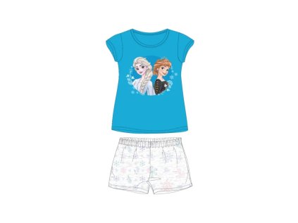 Dívčí bavlněné pyžamo krátké DISNEY FROZEN / modré (Velikost 7 let (122cm))