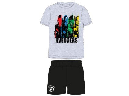 Chlapecké bavlněné pyžamo krátké AVENGERS / šedé (Velikost 10 let (140cm))