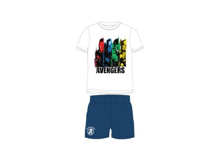Chlapecké bavlněné pyžamo krátké AVENGERS/bílé (Velikost 10 let (140cm))
