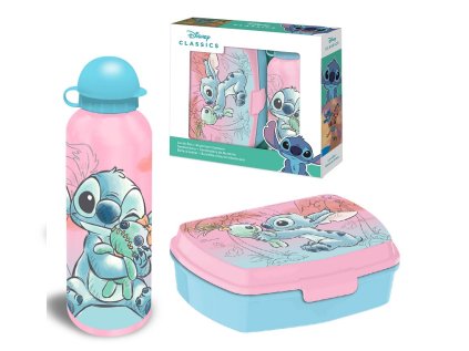 Dárková svačinová sada box a alu láhev LILO A STITCH v krabičce