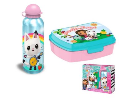 Dárková svačinová sada box a alu láhev GABBY´S DOLLHOUSE v krabičce