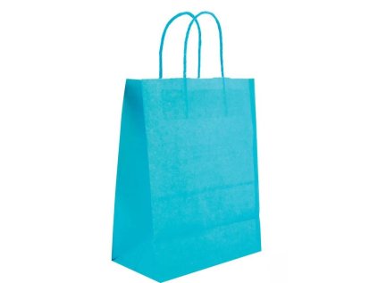 Papírová taška světle modrá 21x11x27, kroucené ucho
