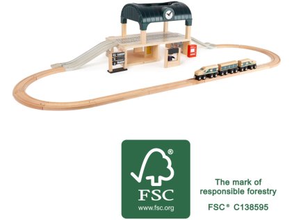11235 legler small foot Bahnhof mit Zubehoer fsc