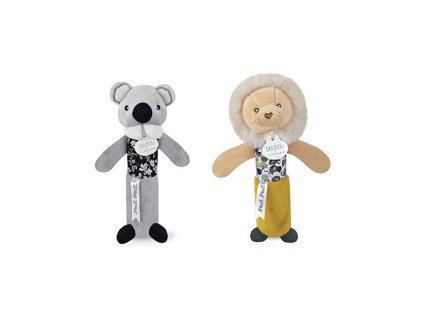 Doudou Chrastítko pískací 17 cm 1 ks lev