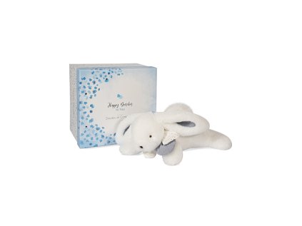 Doudou Dárková sada - Plyšový králíček s bílou bambulkou 25 cm