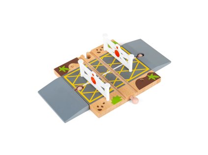 Bigjigs Rail Dřevěné autodráhy železniční přejezd s brankami