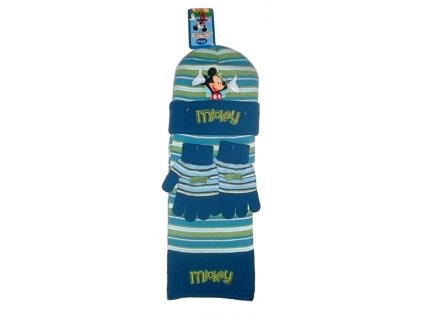 ZIMNÍ 3-DÍLNÁ SOUPRAVA MICKEY MOUSE pruhovaná (Velikost 52/54)