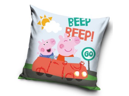 Povlak na polštářek Prasátko Pepina a Tomík v Autě