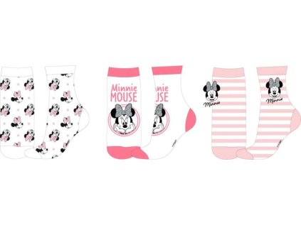 Dívčí ponožky Minnie Mouse sada 3 ks (Velikost 23/26)