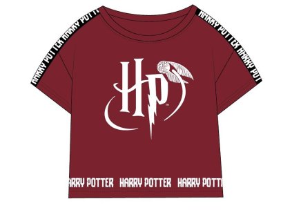 DÍVČÍ TRIČKO CROP TOP HARRY POTTER vínové (Velikost 158)
