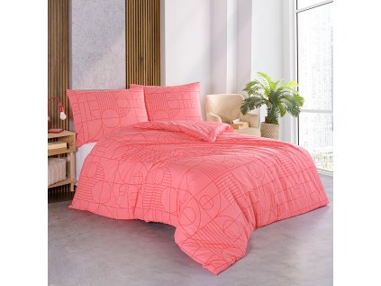 43501 7 francouzske bavlnene povleceni geo sunset coral 220x200 bedtex 339765
