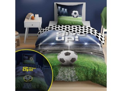 DETEXPOL Povlečení Fotbal Never Give Up svítící Bavlna, 140/200, 70/80 cm