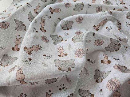PREM Látková plena s potiskem ZOO růžová Bavlna, 70/70 cm