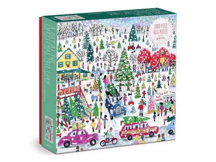 Galison Puzzle Farma s vánočními stromky 1000 dílků