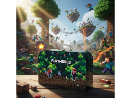 Oxybag Kufřík kufr lamino 34 cm Playworld ve stylu Minecraft 6-02625