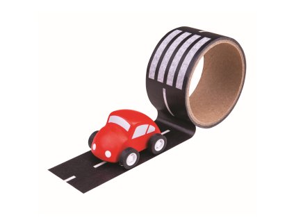 Bigjigs Toys Lepící páska cesta s autíčkem