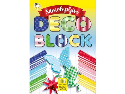 Dekorační papír - samolepící DECO BLOCK 6 barev /3 vzory (18 ks)