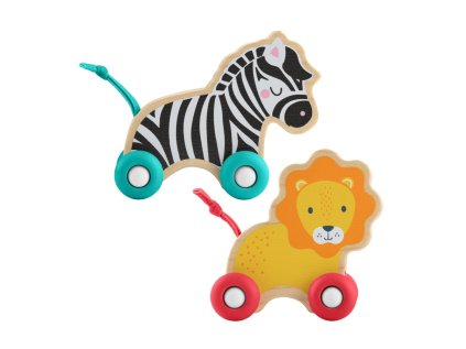 FP DŘEVĚNÁ POSTRKOVACÍ LEV A ZEBRA