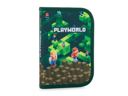 Oxybag Penál 1 p. 2 chlopně, prázdný Playworld ve stylu Minecraft 8-19825