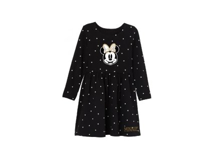 Dívčí bavlněné šaty s dlouhým rukávem MINNIE MOUSE (Velikost 9 let (134cm))