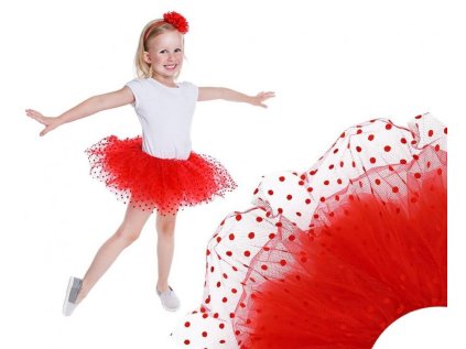 Dětský párty převlek - sukýnka "tutu" červená s puntíky