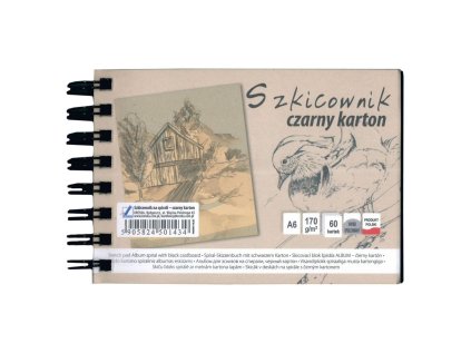 Skicák v deskach černý p A6/60l 170g SP