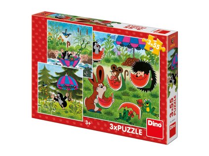 Dino Krteček a paraplíčko 3x55 dílků
