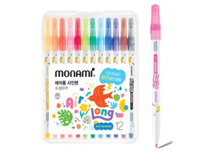 Nevysychající barevné fixy Monami Sign Pen Air Long, 1,5mm, 12 barev