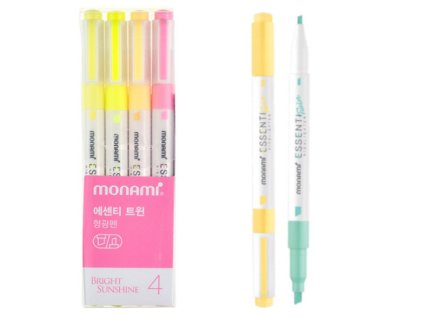 Sada oboustranných zvýrazňovačů Monami Essenti Twin - Bright Sunshine, 4ks