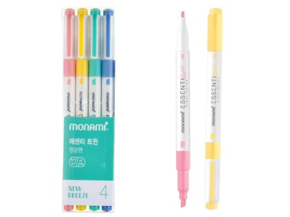 Sada oboustranných zvýrazňovačů Monami Essenti Twin - New Breeze, 4ks