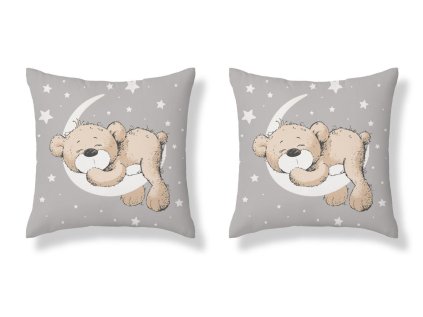 DETEXPOL Povlak na polštářek Medvídek Moon grey Bavlna, 40/40 cm