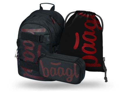 BAAGL 3 SET Skate Red: batoh, penál, sáček