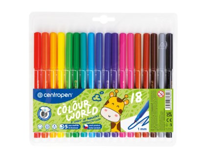 Dětské fixy CENTROPEN Colour World - 18 barev