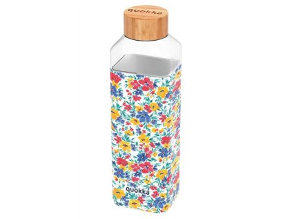 quokka storm sklenena flasa so silikonovym povrchom ditsy floral 700ml 40026