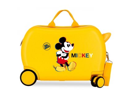 detsky cestovny kufor na kolieskach odrazadlo mickey mouse 3d ochre 2921022