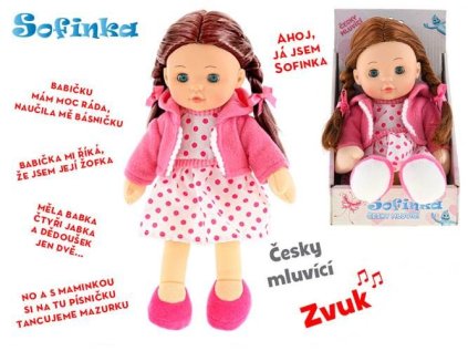 Panenka SOFINKA hnědovláska - 31cm, mrkací, měkké tělo, česky mluvící