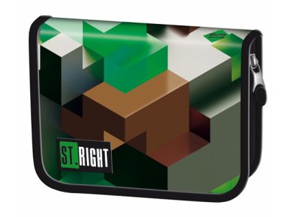 Penál jednopatrový - GREEN 3D BLOCKS, rozměry: 20,5 x 14 x 3,5 cm