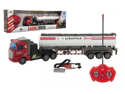 Auto/Kamion RC s cisternou plast 36cm 27mHz na baterie + dobíjecí pack se světlem v krab