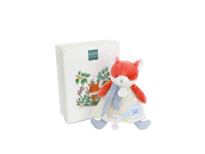 Doudou Dárková sada Plyšová liška Romarin s úchytem na dudlík 19 cm