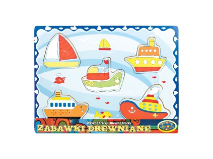 Dřevěné vkládací puzzle - Lodě