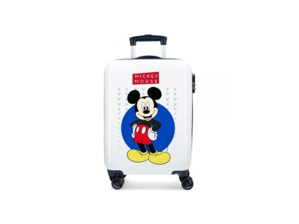 Luxusní dětský ABS cestovní kufr MICKEY MOUSE White, 55x38x20cm, 34L, 4681762