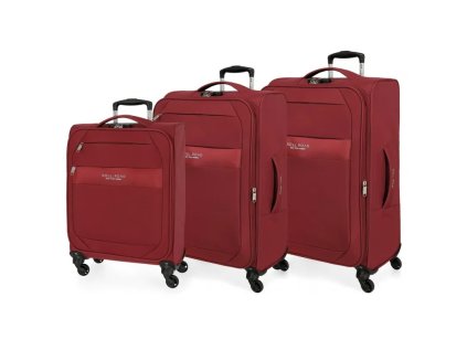 Sada textilních cestovních kufrů ROLL ROAD ROYCE Red / Červená, 55-66-76cm, 5019424