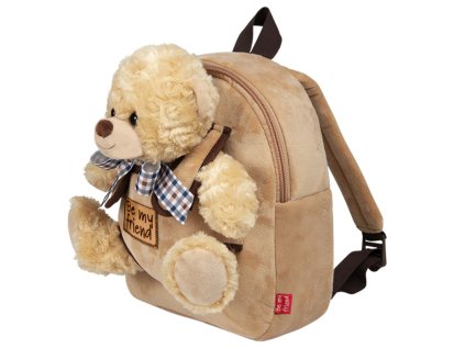 detsky plysovy batoh s odnimatelnou hrackou perletti toys macko 13042