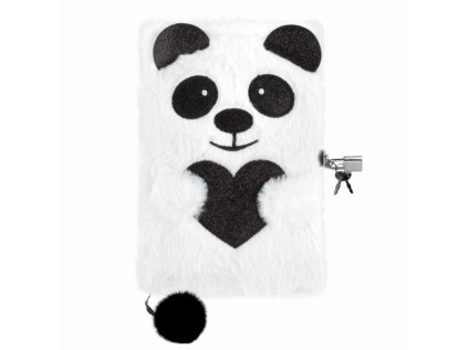 Plyšový deník se zámkem A5 panda