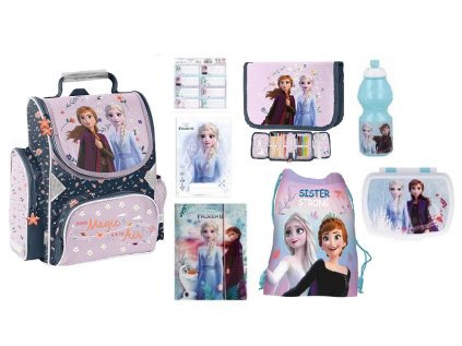 Zvýhodněný školní set sada Frozen Summer 8 ks batoh, penál, sáček a doplňky