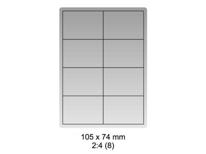 Print etikety 105 x 74 mm, bílé, 8ks/A4, 100 A4/bal