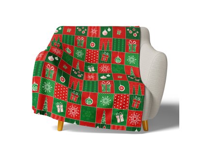 43885 1 mikroplysova deka vanocni patchwork na kresle knl244003