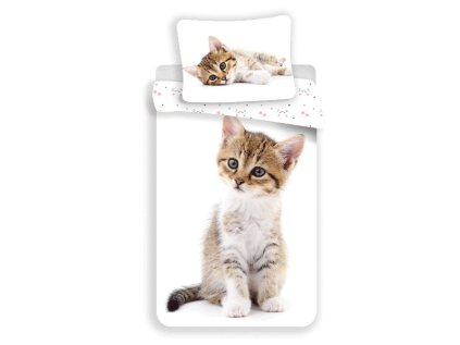 JERRY FABRICS DĚTSKÉ POVLEČENÍ Kočka Kitten White